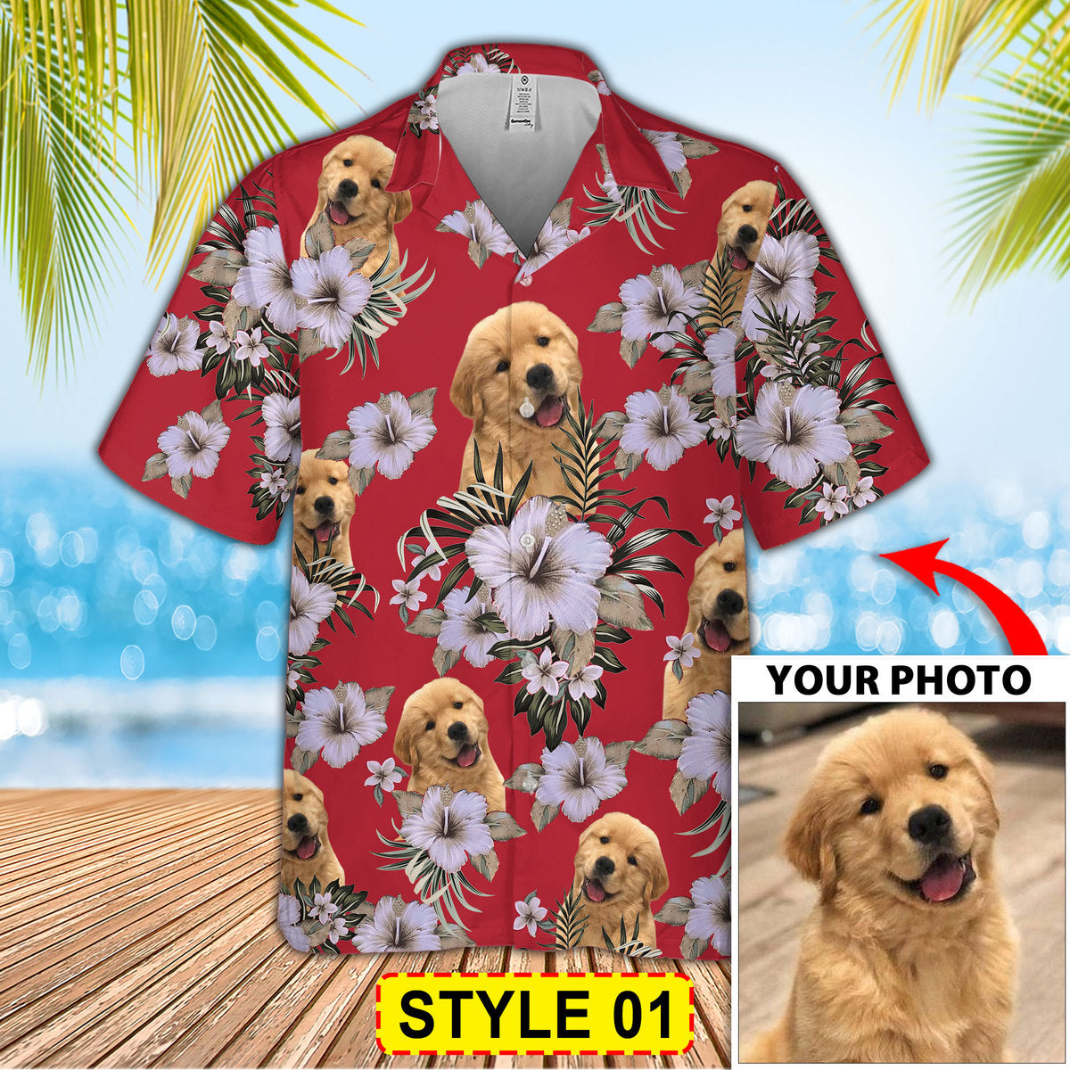 Custom Dog's Photo Hawaiian Shirt