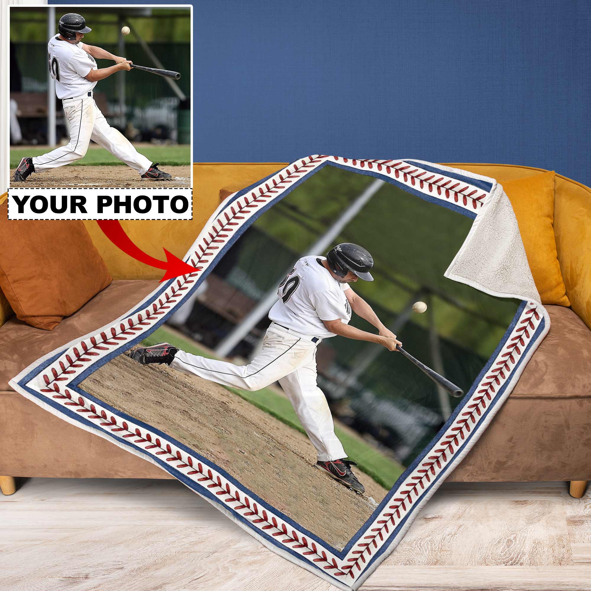Custom Baseball Image Blanket