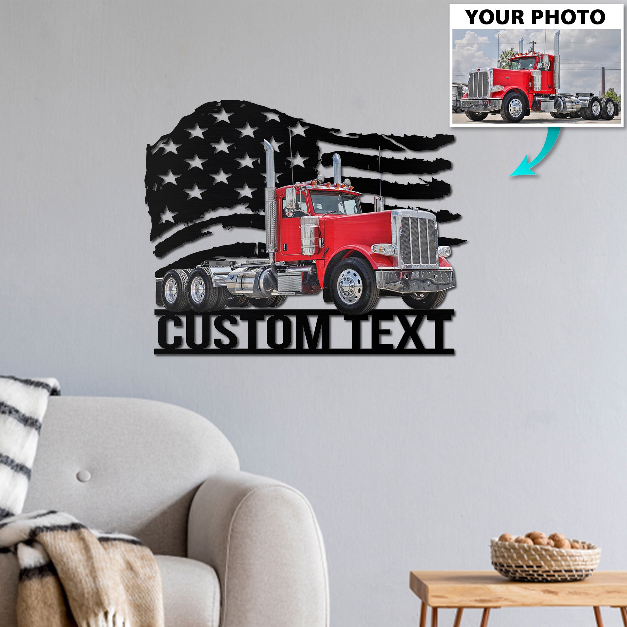 American Flag Personalized Shaped Metal Sign