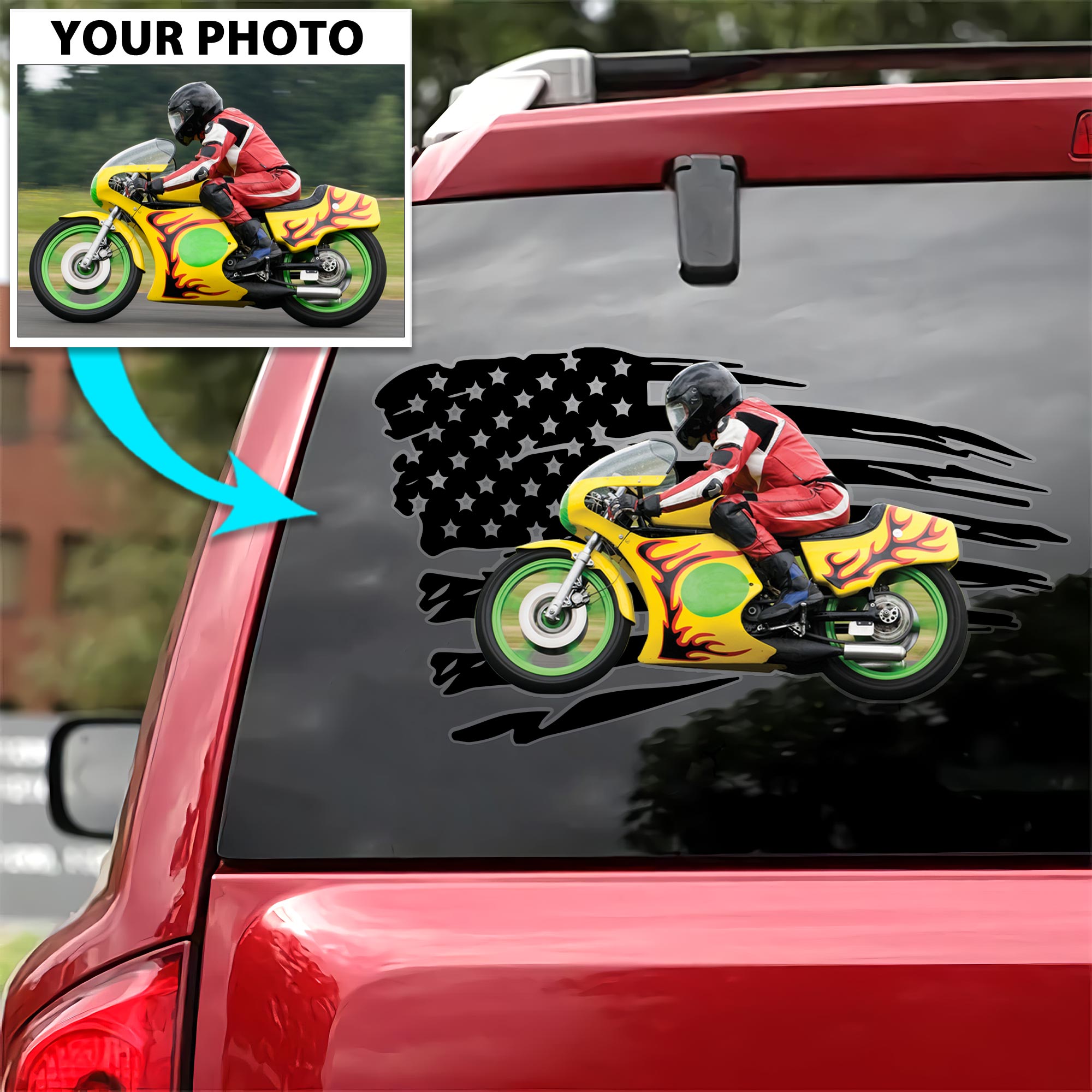 Motorcycle Sports Personalized Your Photo Vinyl Decal