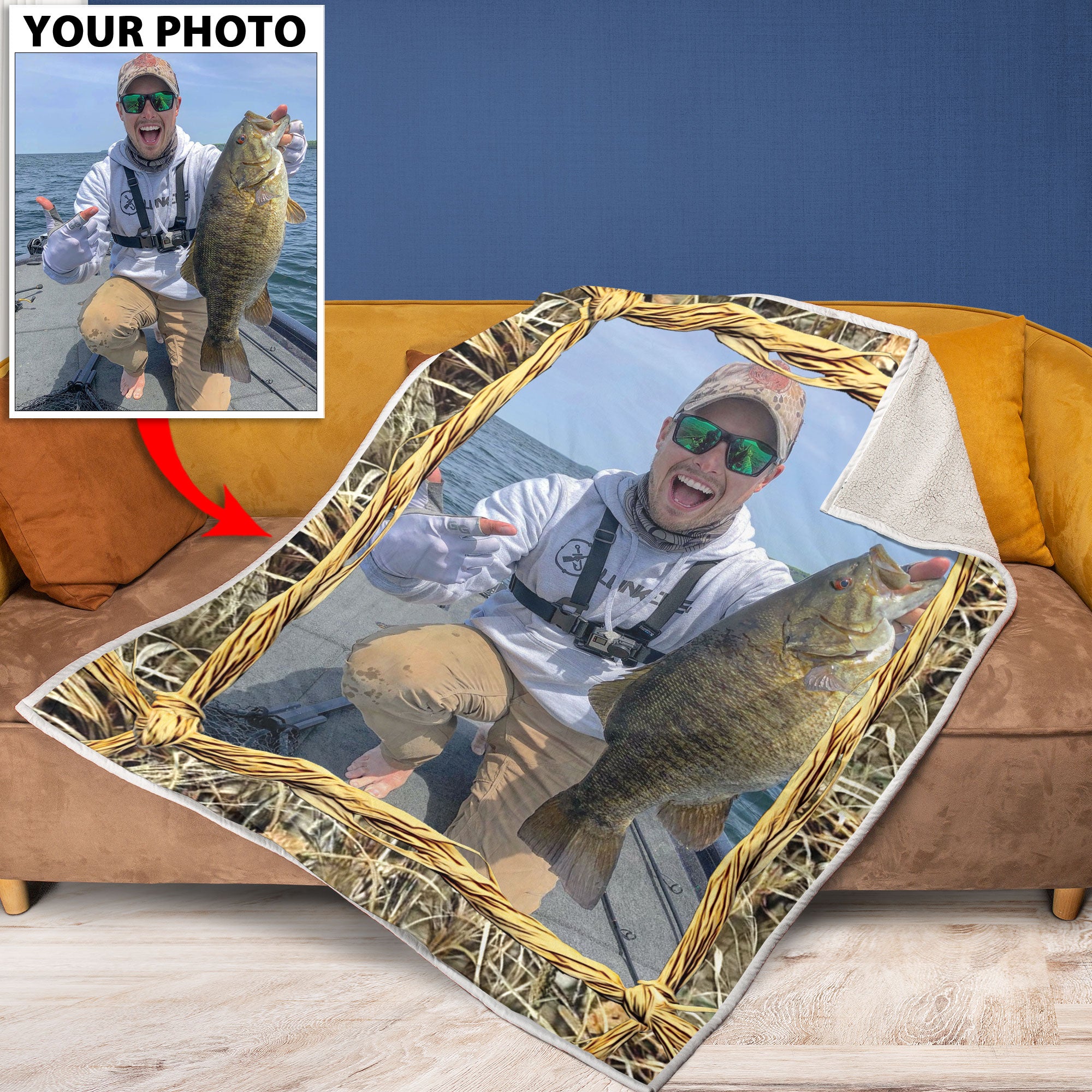 Custom Fishing Image Blanket