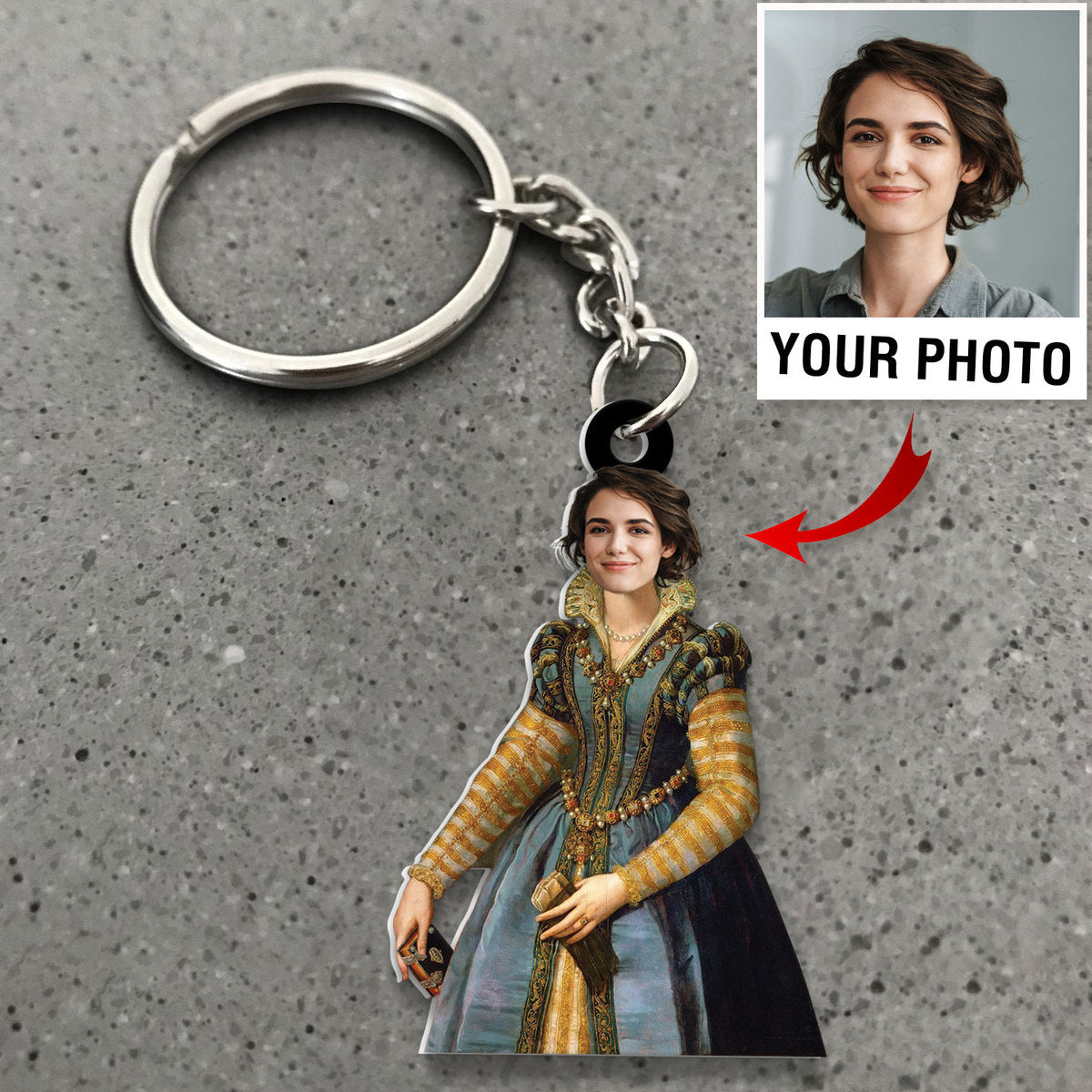 Personalized Royal Portrait Your Photo Keychain