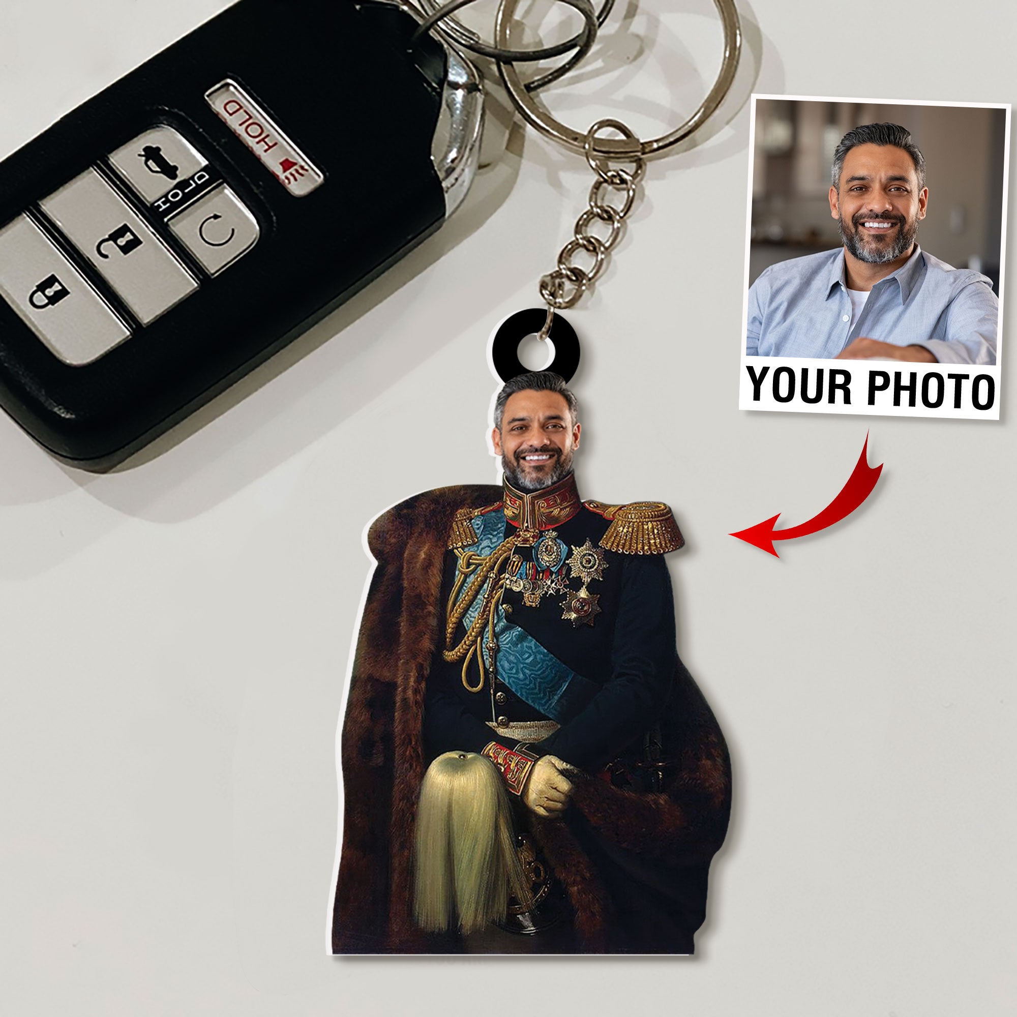 Customized Royal Portrait Your Photo Keychain