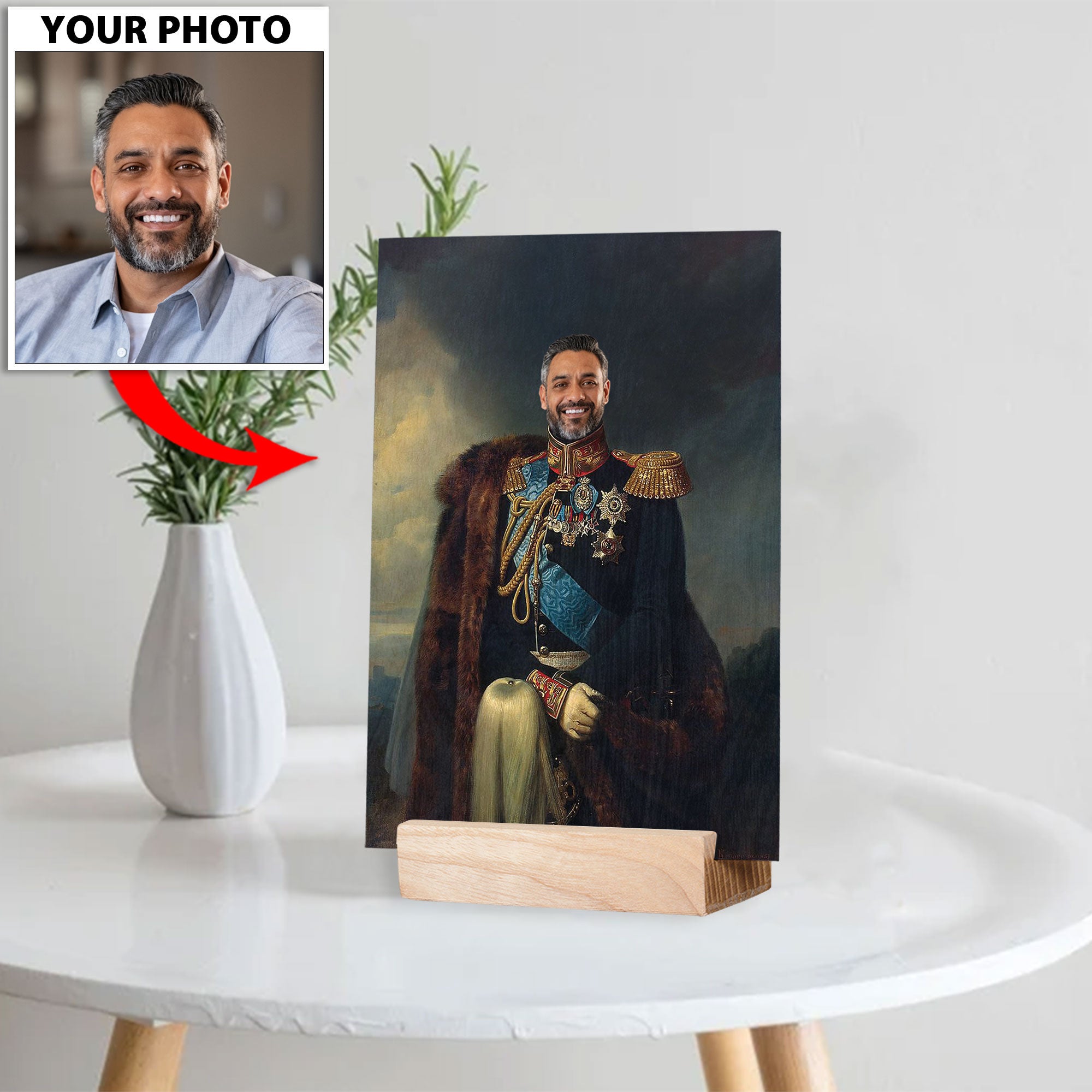 Personalized Royal Portrait Your Photo Wood Photo Print Stand