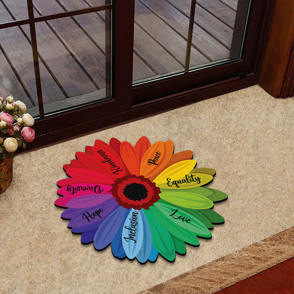 Hate Has No Home Here Flower Shaped Doormat