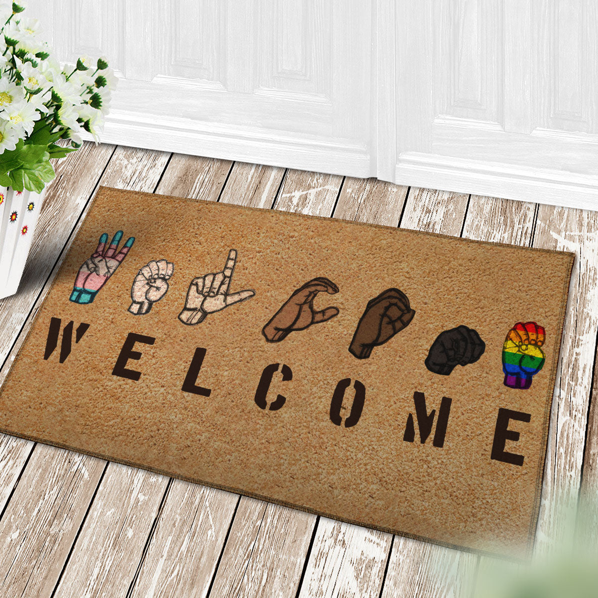 Welcome Sign Language Doormat