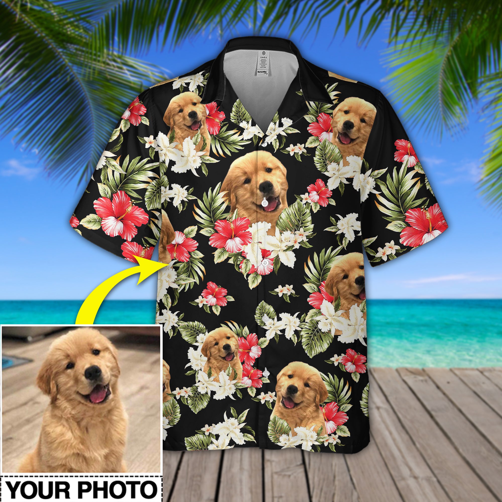 Custom Dog Photo Hawaiian Shirt