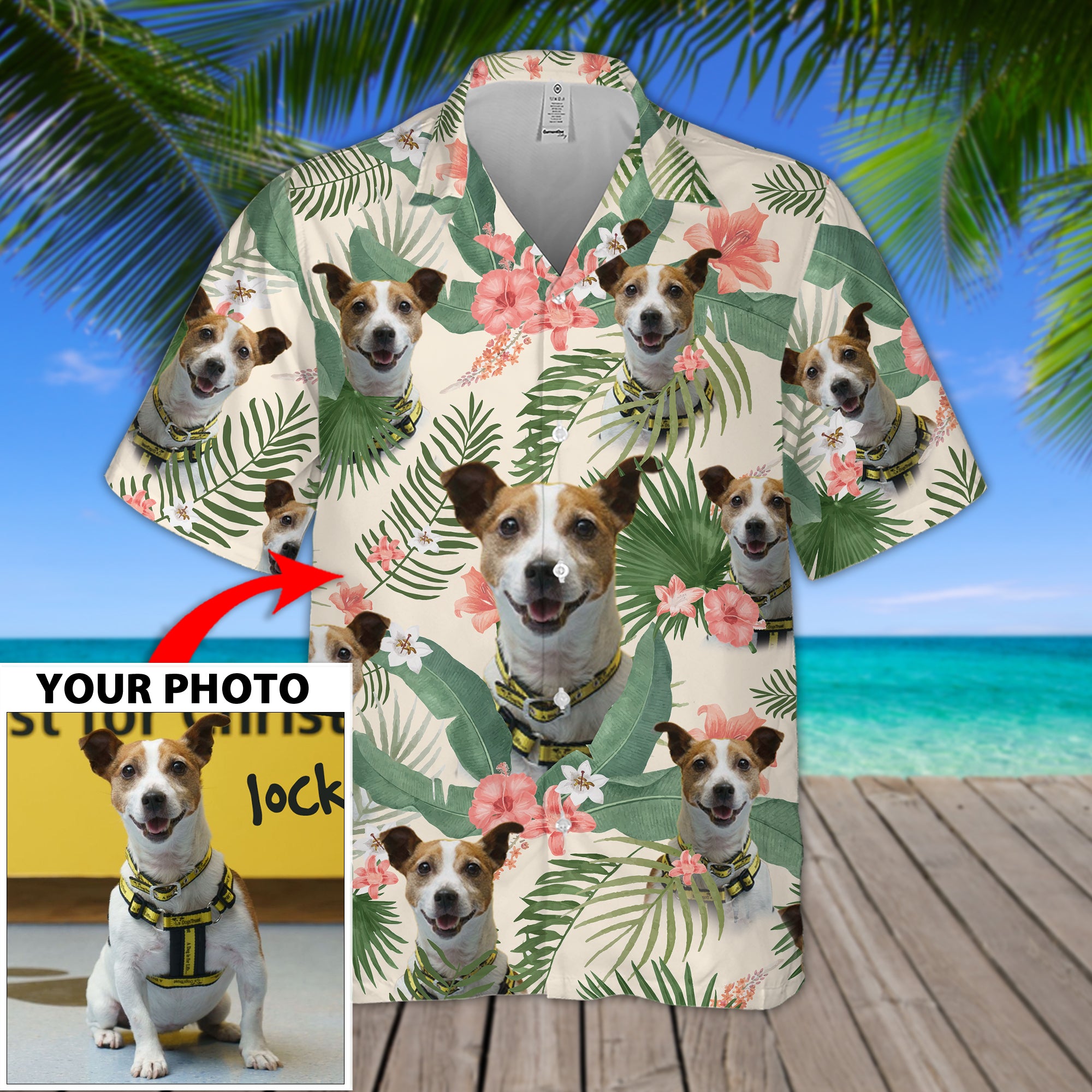 Custom Dog Image Hawaiian Set