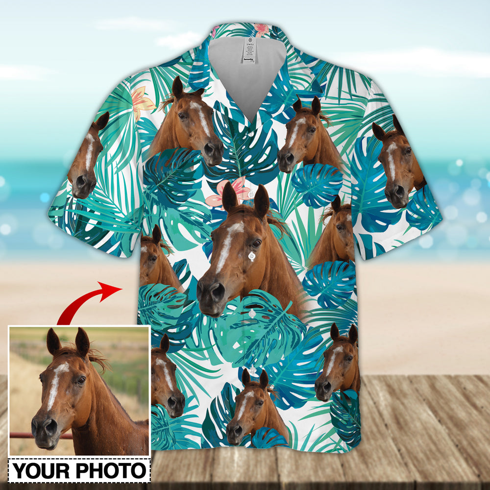 Custom Horse Image Seamless Hawaiian Shirt