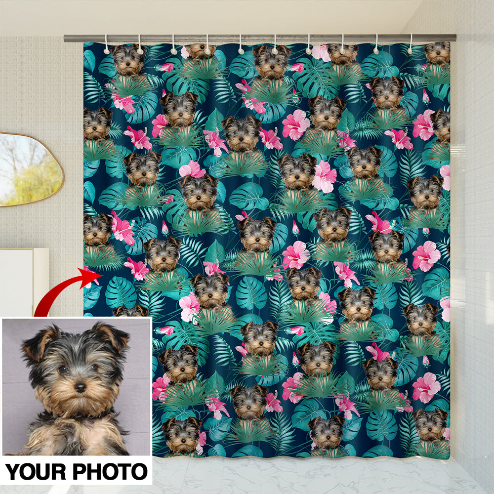 Custom Tropical Hawaii Dog Photo Shower Curtain