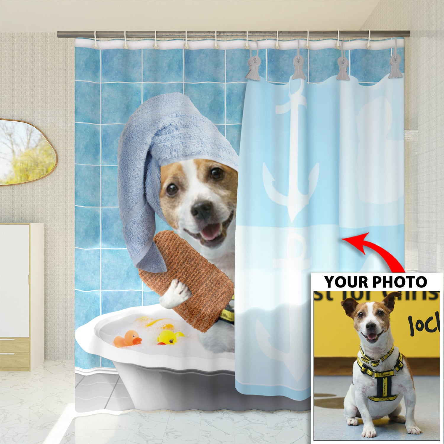 Custom Image Dog Shower Curtain