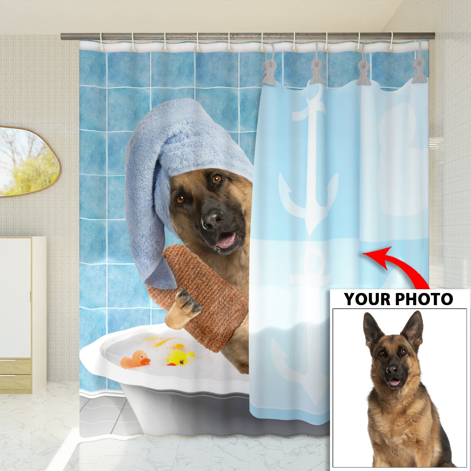 Custom Image Dog Shower Curtain