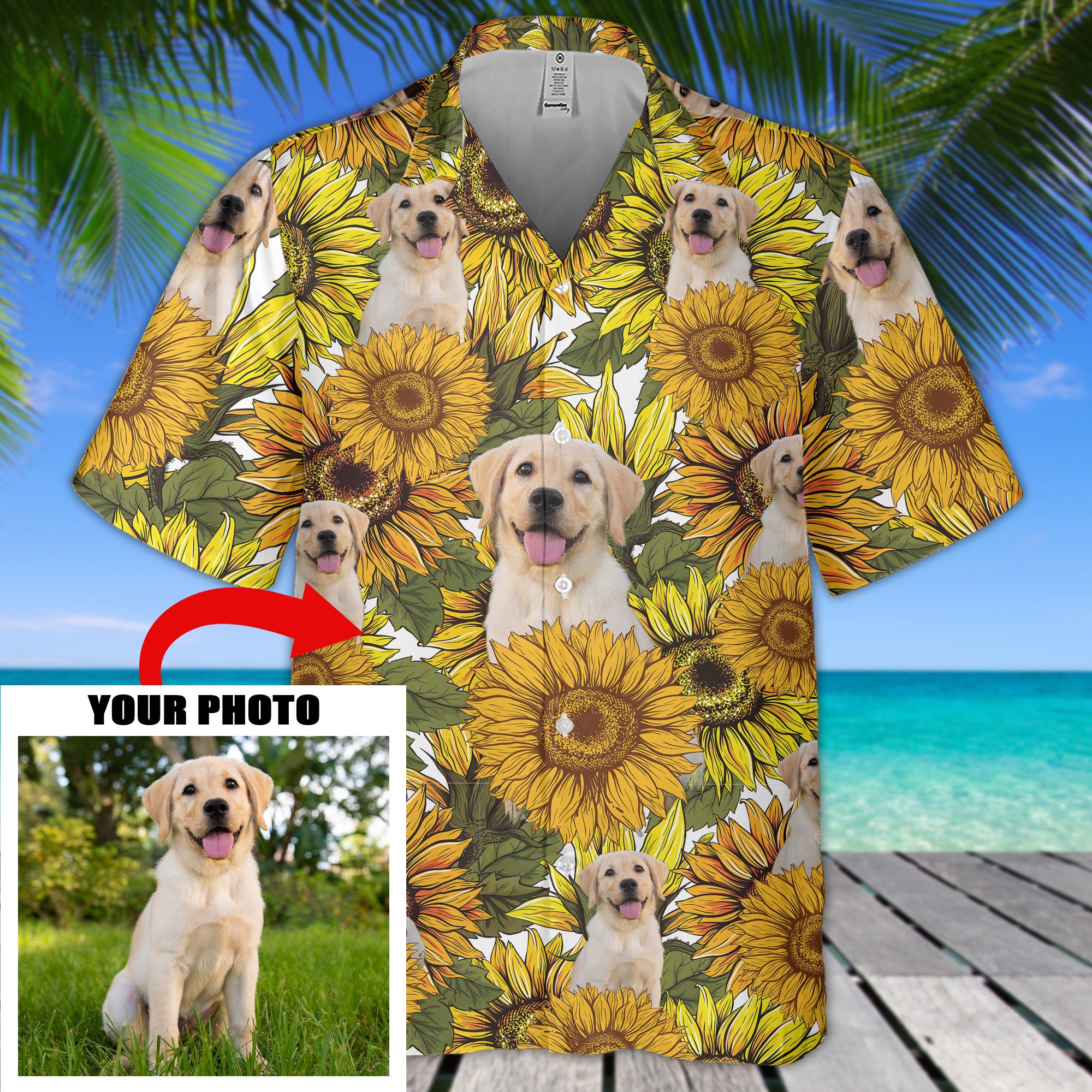 Custom Dog Image Sunflower Shirt
