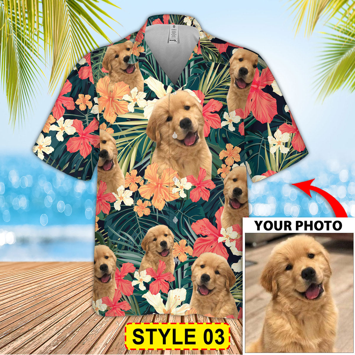 Custom Dog's Photo Hawaiian Shirt