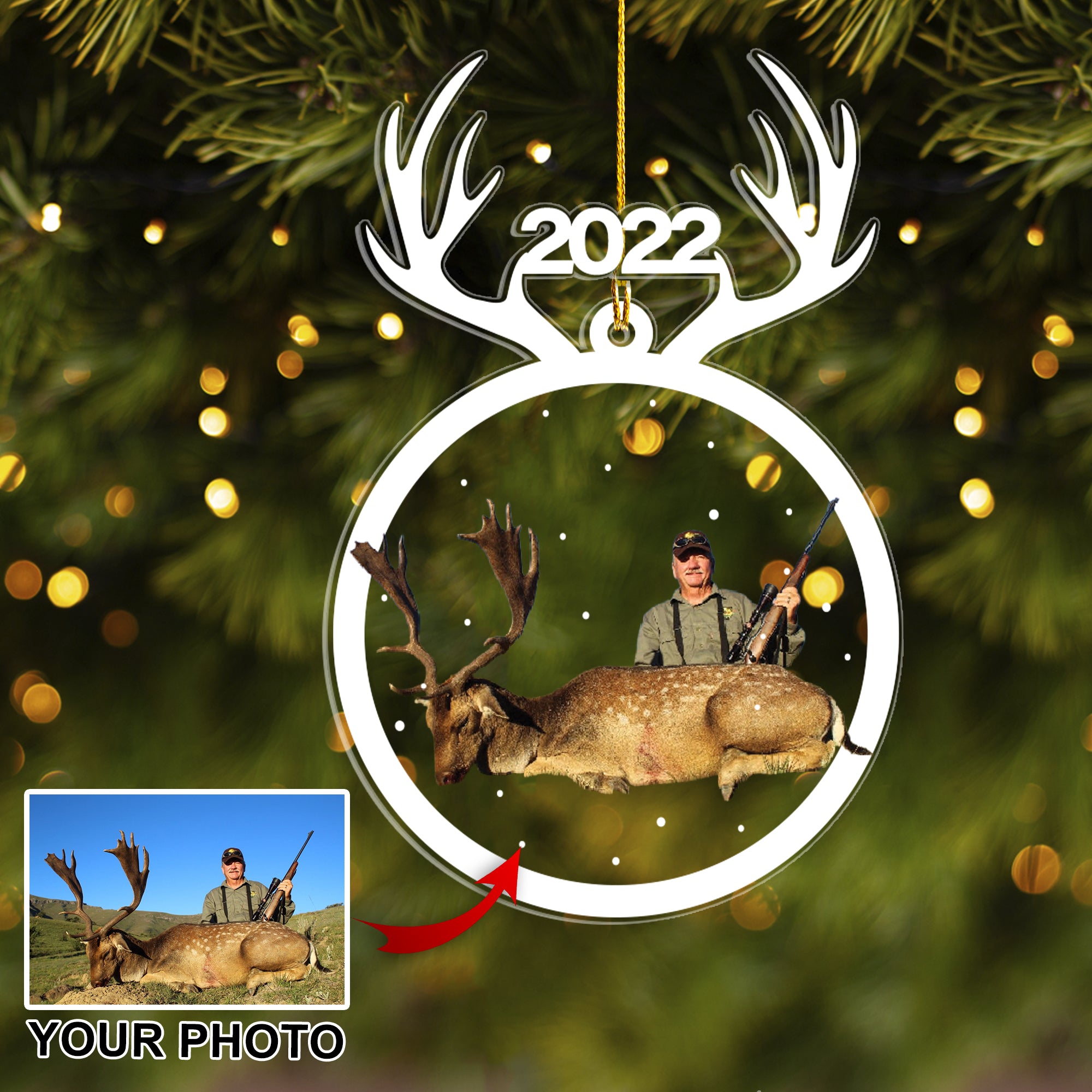 Personalized Hunting Photo Acrylic Ornament