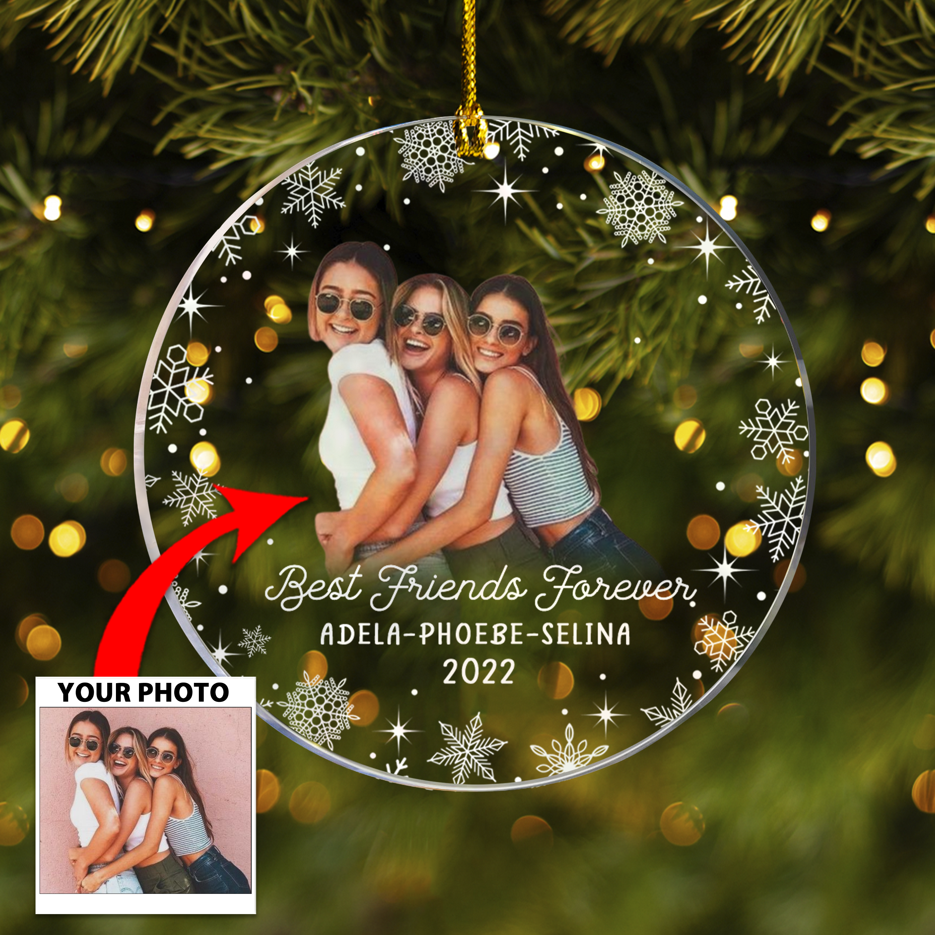 Personalized Your Photo Transparent Acrylic Ornament