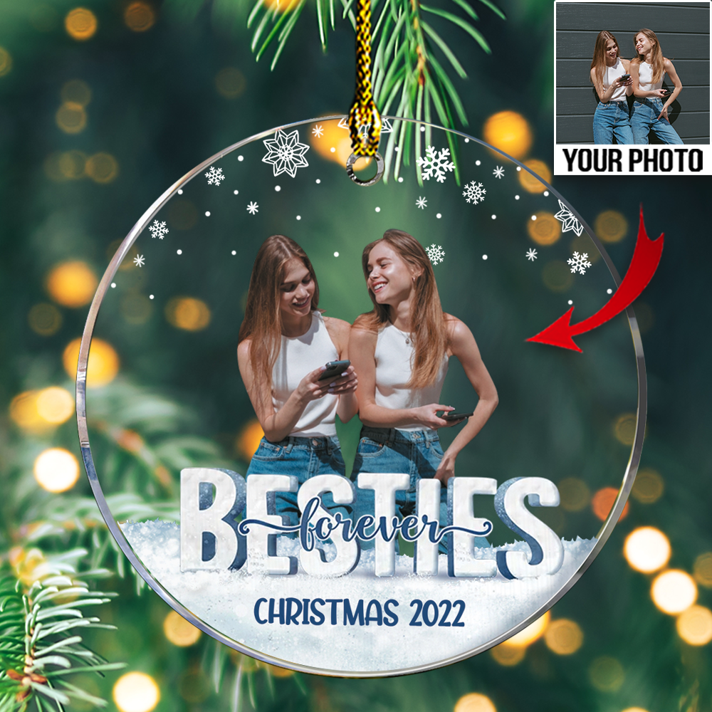 Personalized Besties Photo Acrylic Ornament - Gift For Sistas, Sisters, Best Friends, Soul Sisters