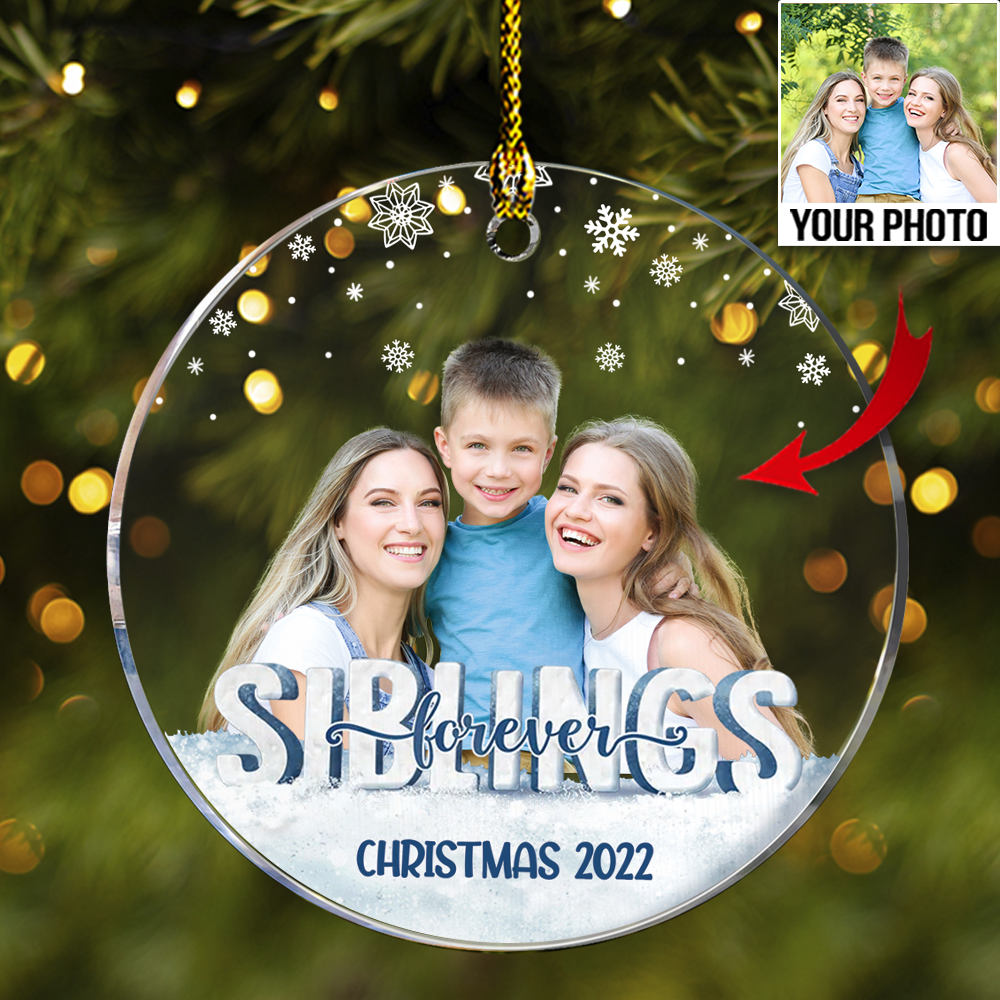 Personalized Siblings Photo Acrylic Ornament, Gift For Family Members