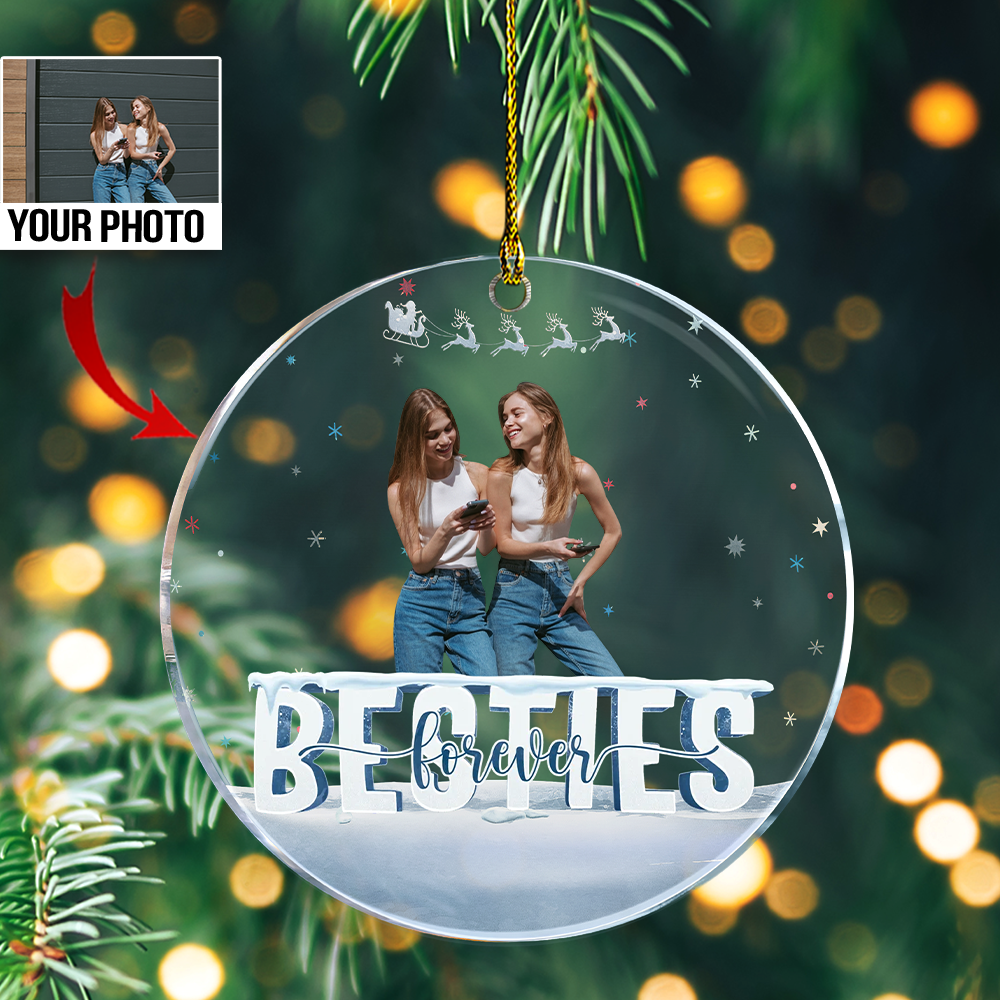 Personalized Besties Photo Acrylic Ornament - Gift For Sistas, Sisters, Best Friends, Soul Sisters