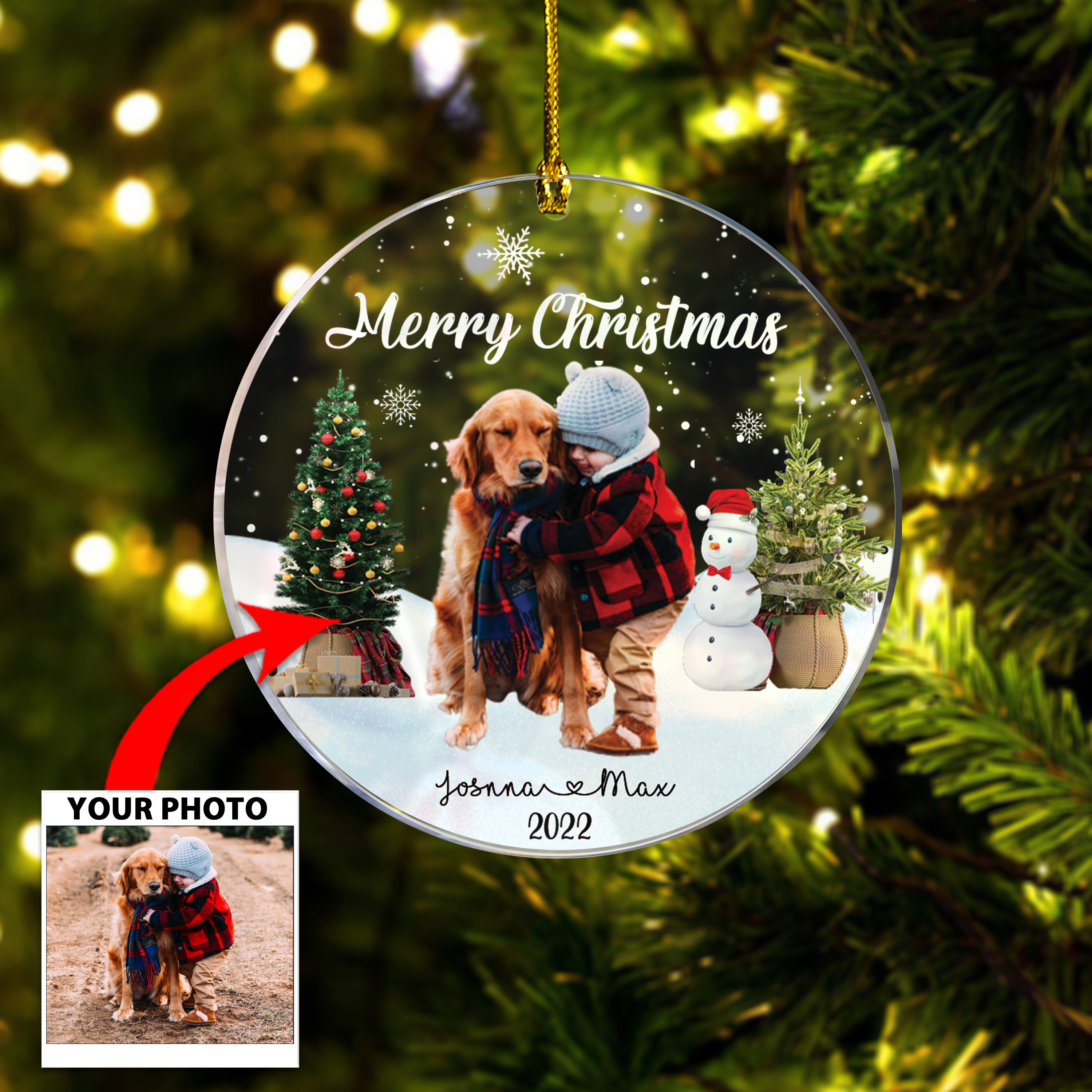 Personalized Your Photo Anniversary Christmas Acrylic Ornament