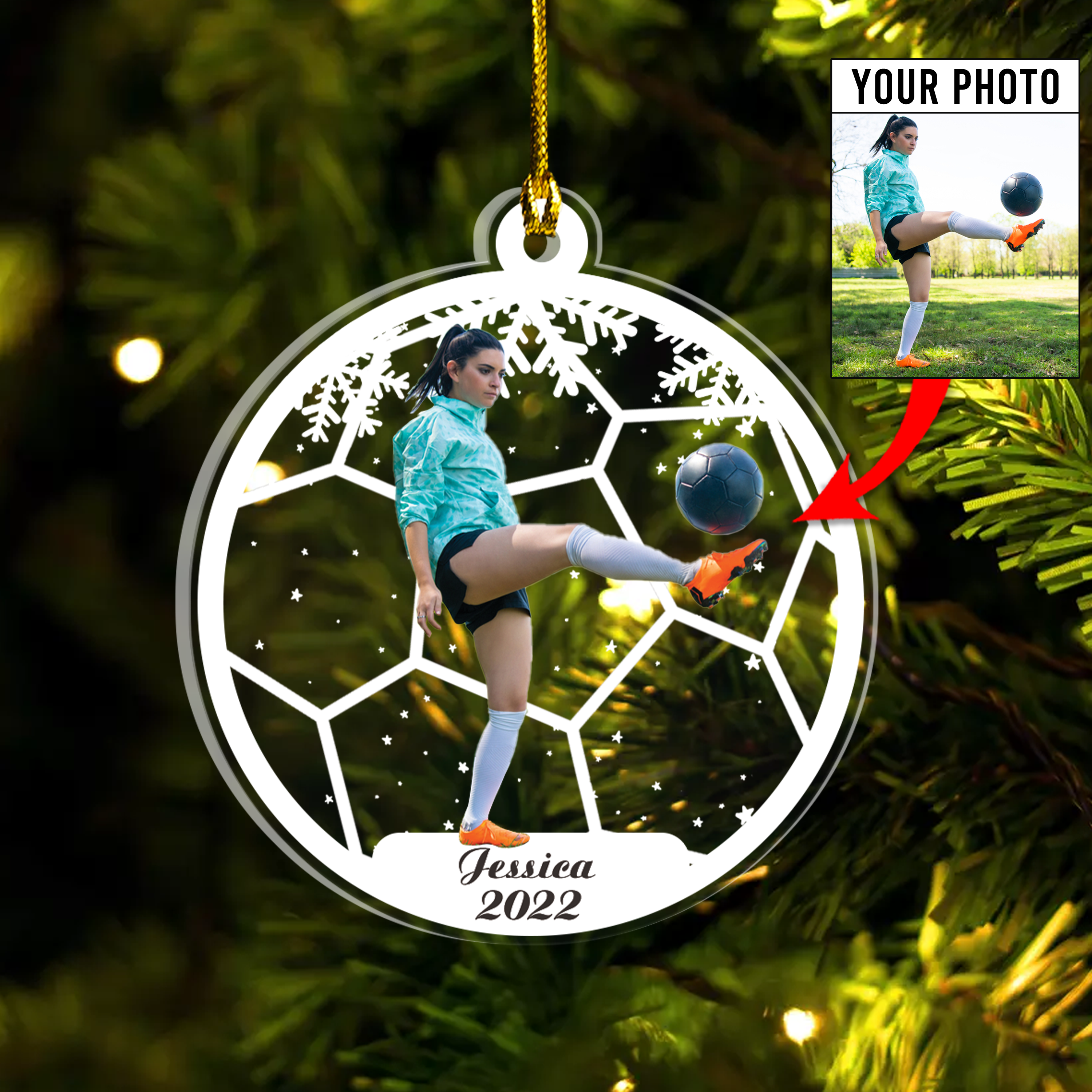 Personalized Soccer Photo Acrylic Ornament, Gift For Soccer Lovers