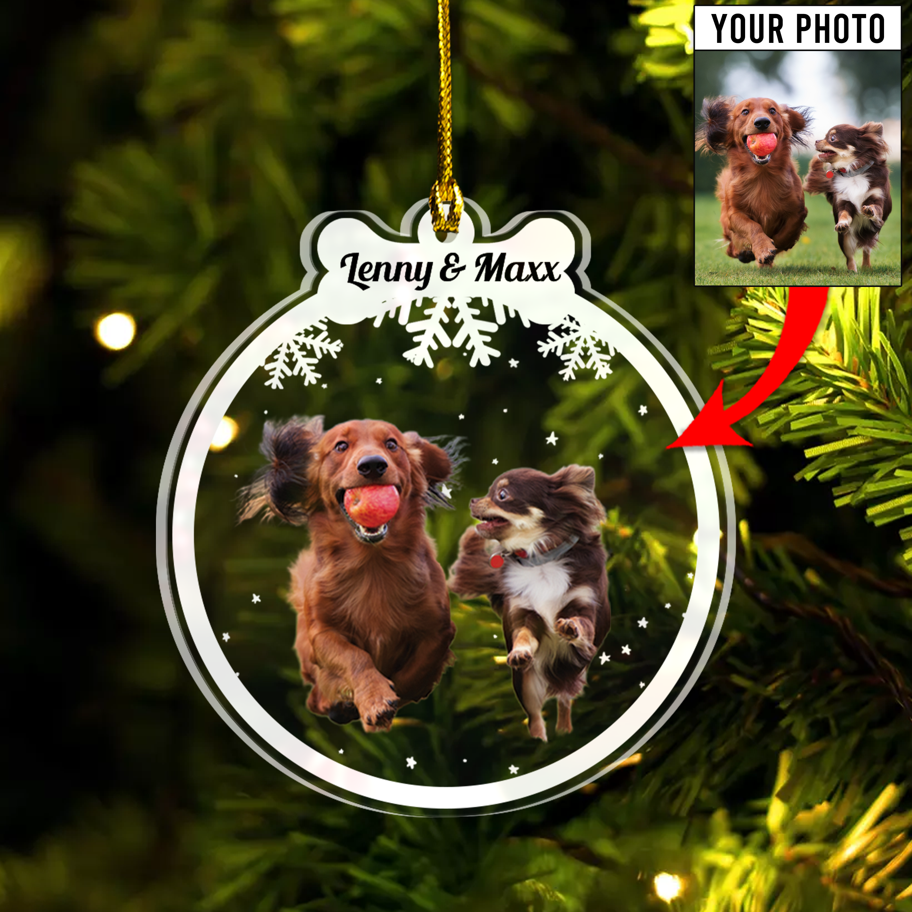 Personalized Dog Photo Ornament, Gift for Dog Lovers