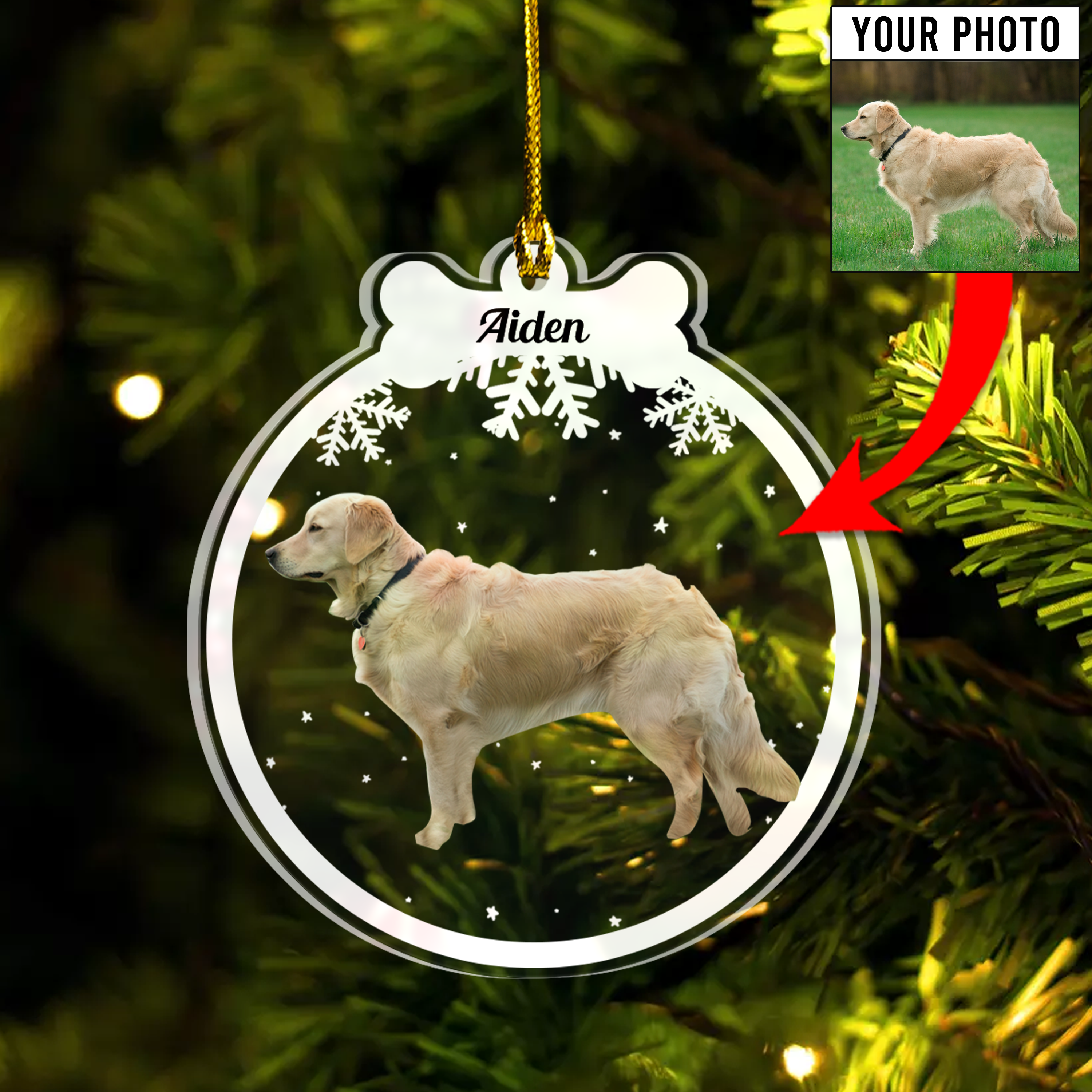 Personalized Dog Photo Ornament, Gift for Dog Lovers