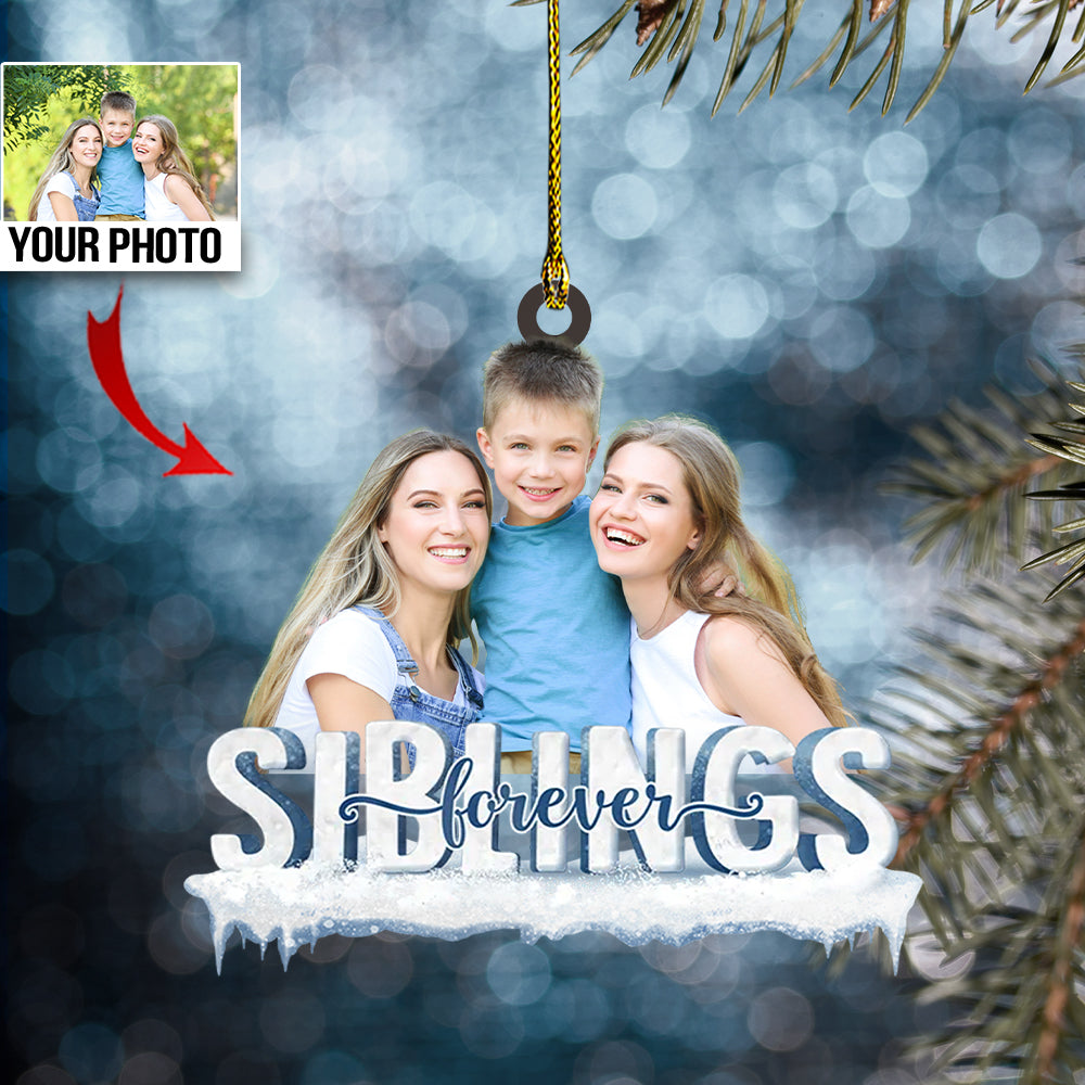 Personalized Siblings Photo Acrylic Ornament, Gift For Family Members