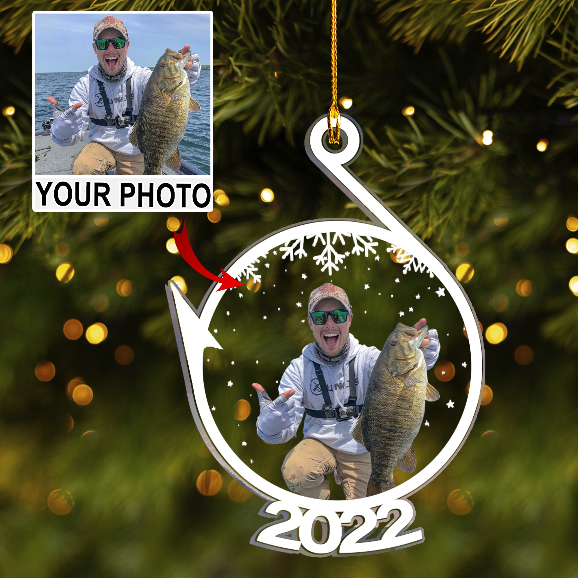 Personalized Fishing Image  Acrylic Ornament, Gift For Fishing Lovers