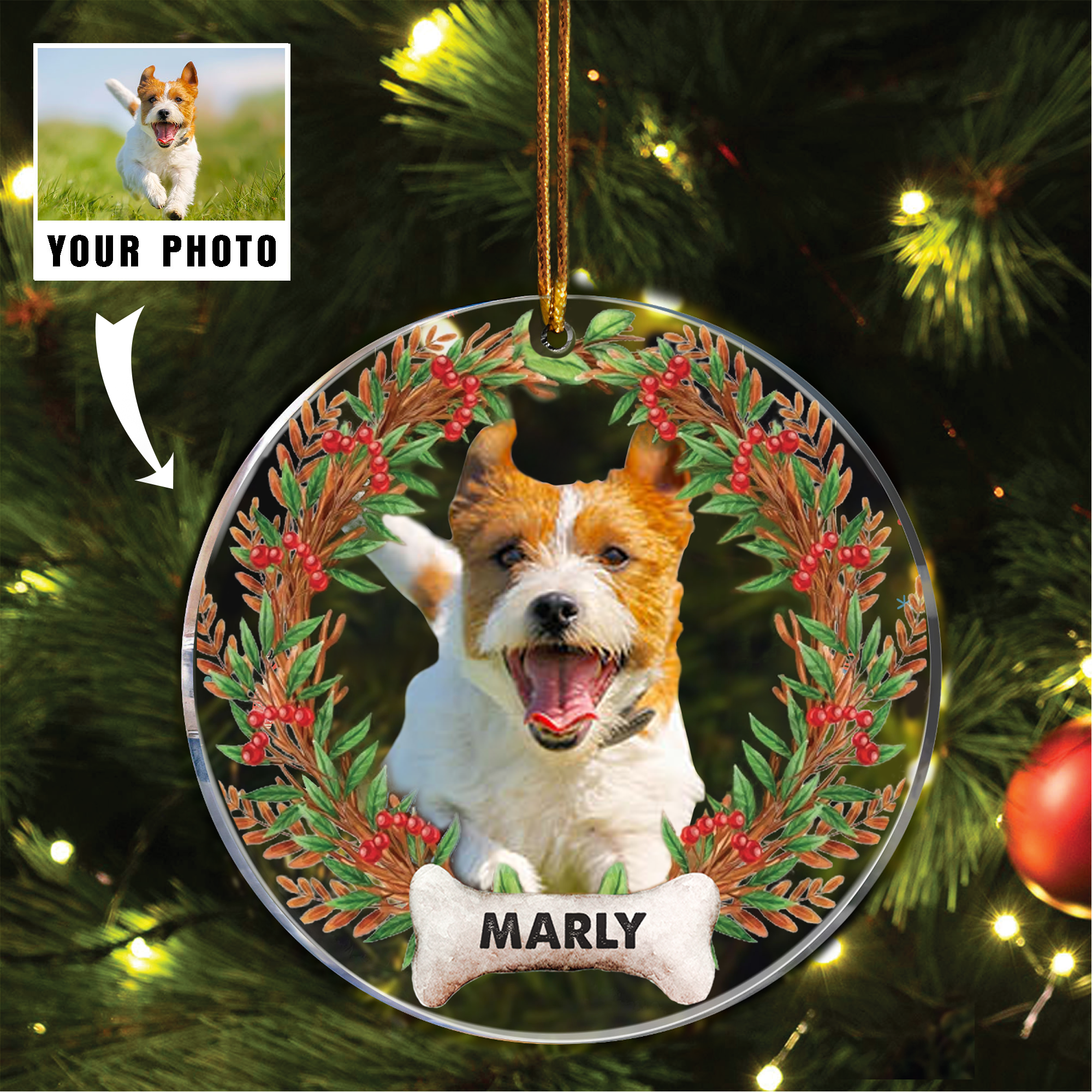 Personalized Dog Photo Acrylic Ornament - Gift For Dog Lovers, Cat Lovers