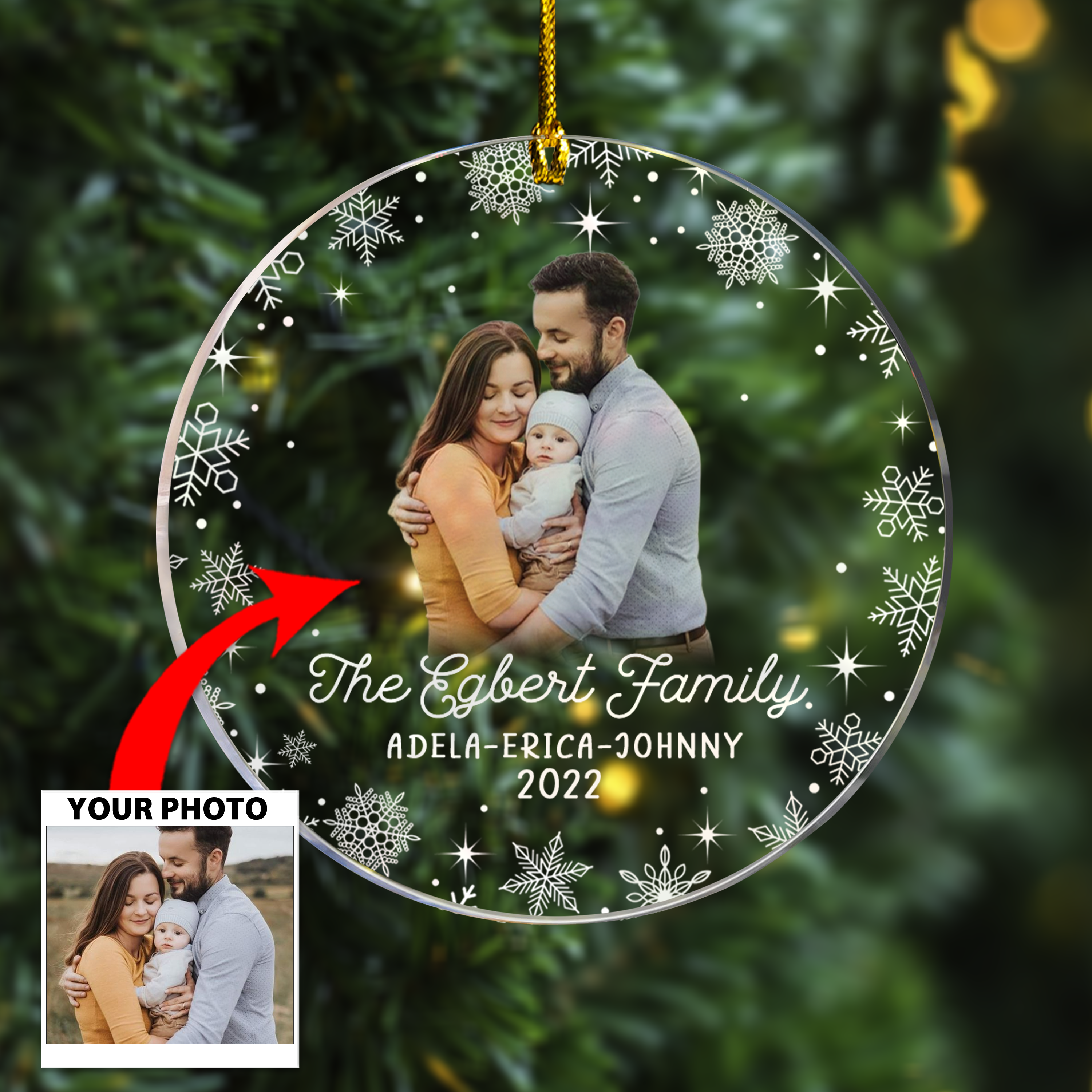 Personalized Your Photo Transparent Acrylic Ornament