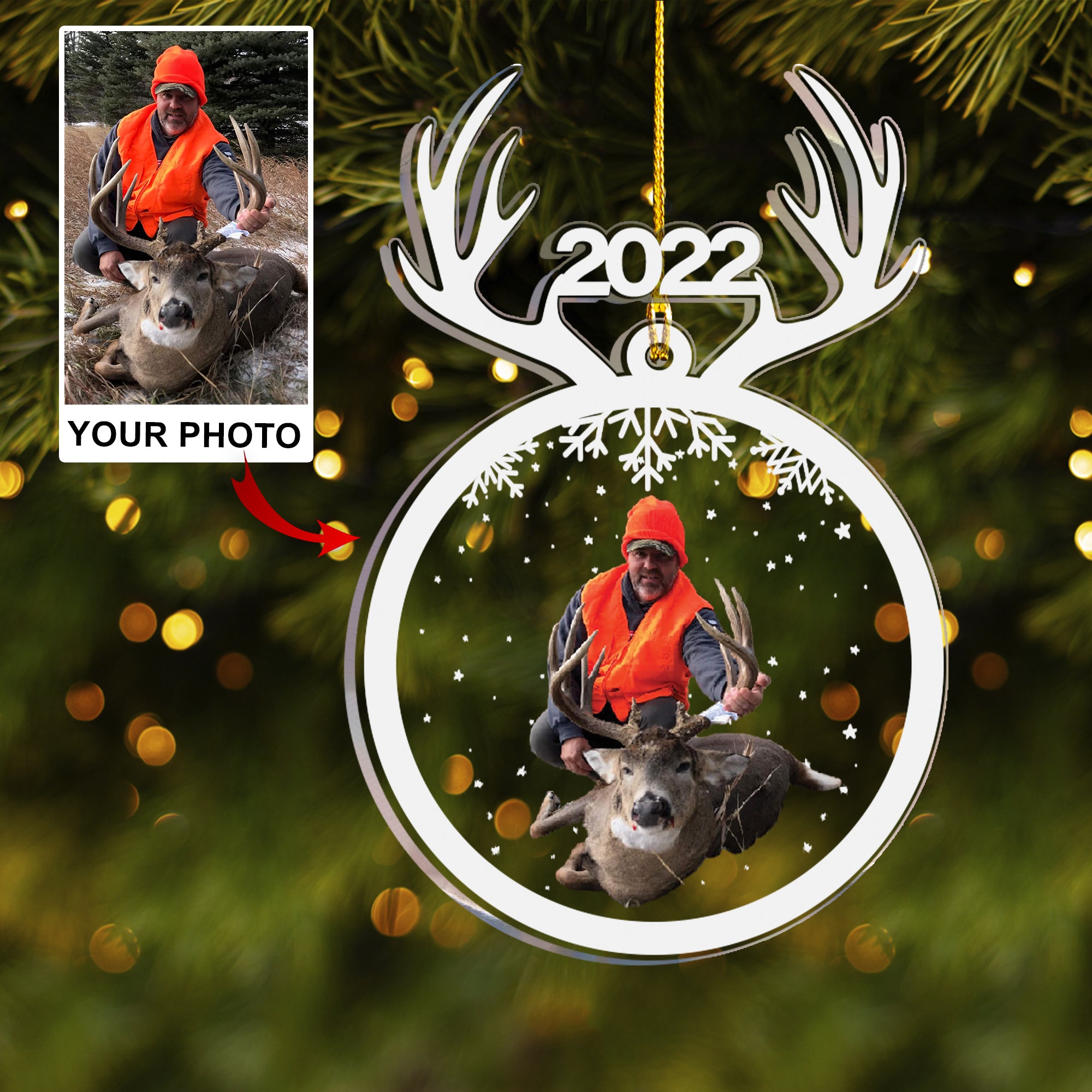Customized Hunting Photo Acrylic Ornament, Gift For Hunting Lovers