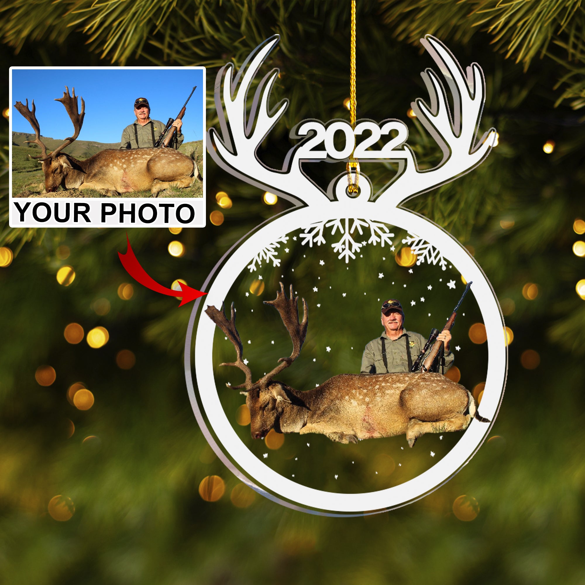 Customized Hunting Photo Acrylic Ornament, Gift For Hunting Lovers